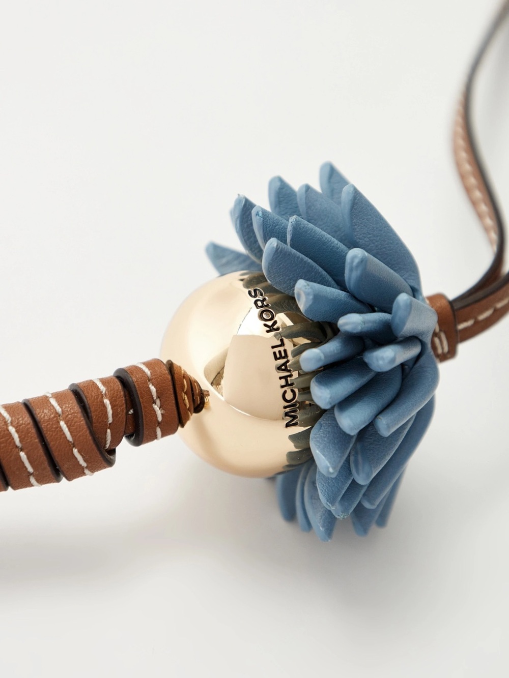 Michael Kors Leather Tassel Charm with Gold Accent & Blue Flower - Picture 2 of 5